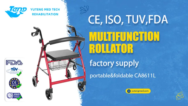 Folding Rollator Walker With Seat